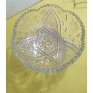 Antique American Brilliant Period Cut Crystal Fruit Bowl Intricate Design 8"